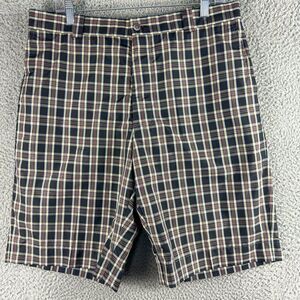 Elevee Shorts Mens 34 Black Red Plaid Golf Golfer Custom Made Outdoor Casual Run